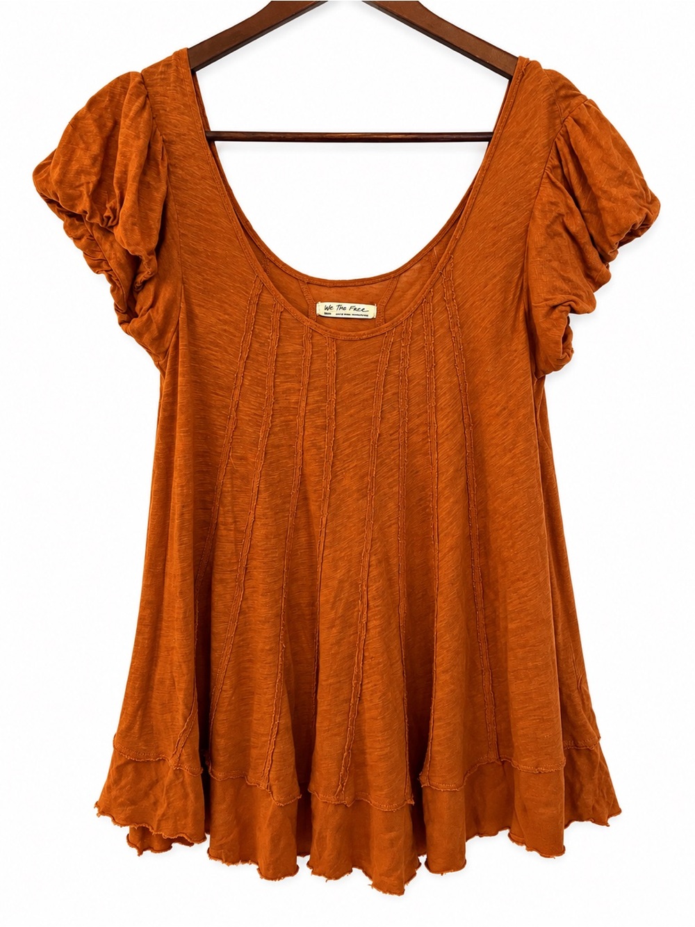 Free People We The Free Star Tee Rust Orange Swing Top S